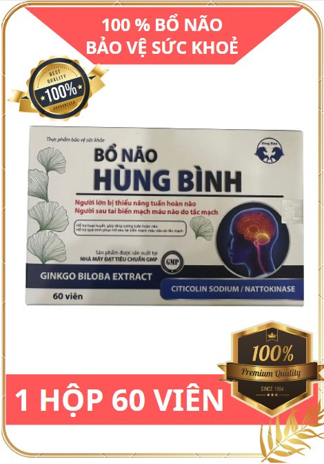 Bổ Não Hùng Bình hộp 60 viên ngày dùng 2v trước khi ngủ